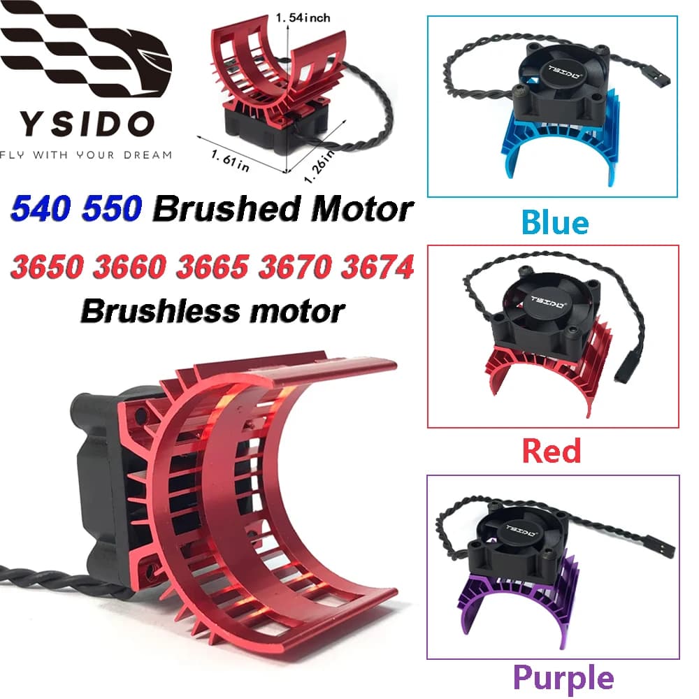 YSIDO RC Car 540 550 3650 3660 3665 ventola di raffreddamento del dissipatore di calore della copertura del motore elettrico senza spazzole per Wltoys 124017 124016 parti