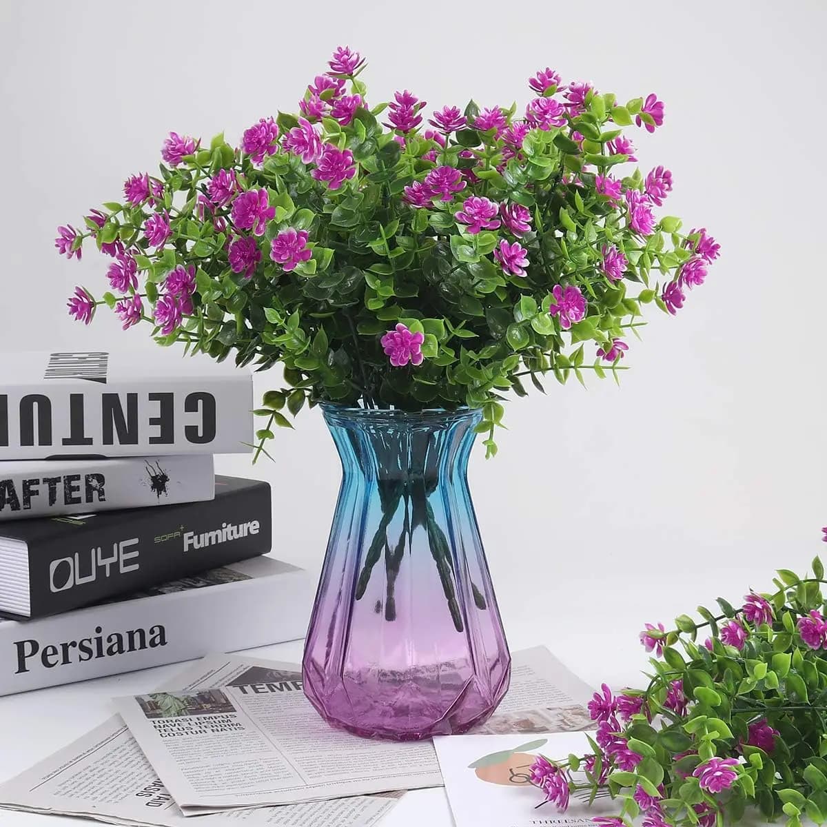 2/4 Pezzi Fiori Artificiali in Plastica, Pianta Finta di Eucalipto, Bouquet da Sposa, Decorazione per Festival, Vaso, Casa, Finestra, Bonsai