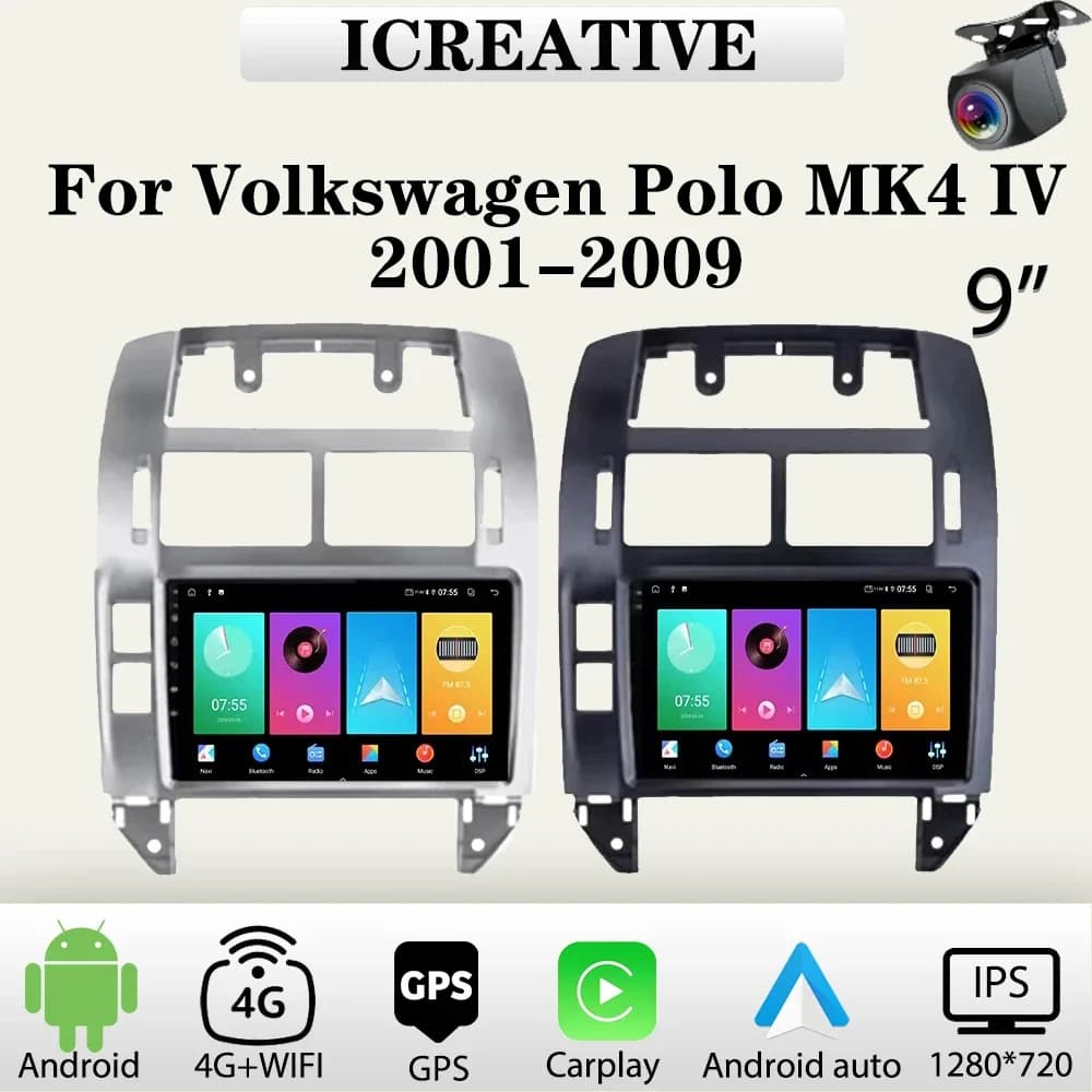 Autoradio Android per Volkswagen Polo Mk4 IV 2001-2009 Multimedia Carplay Player Car Stereo Autoradio Unità principale Navigazione GPS