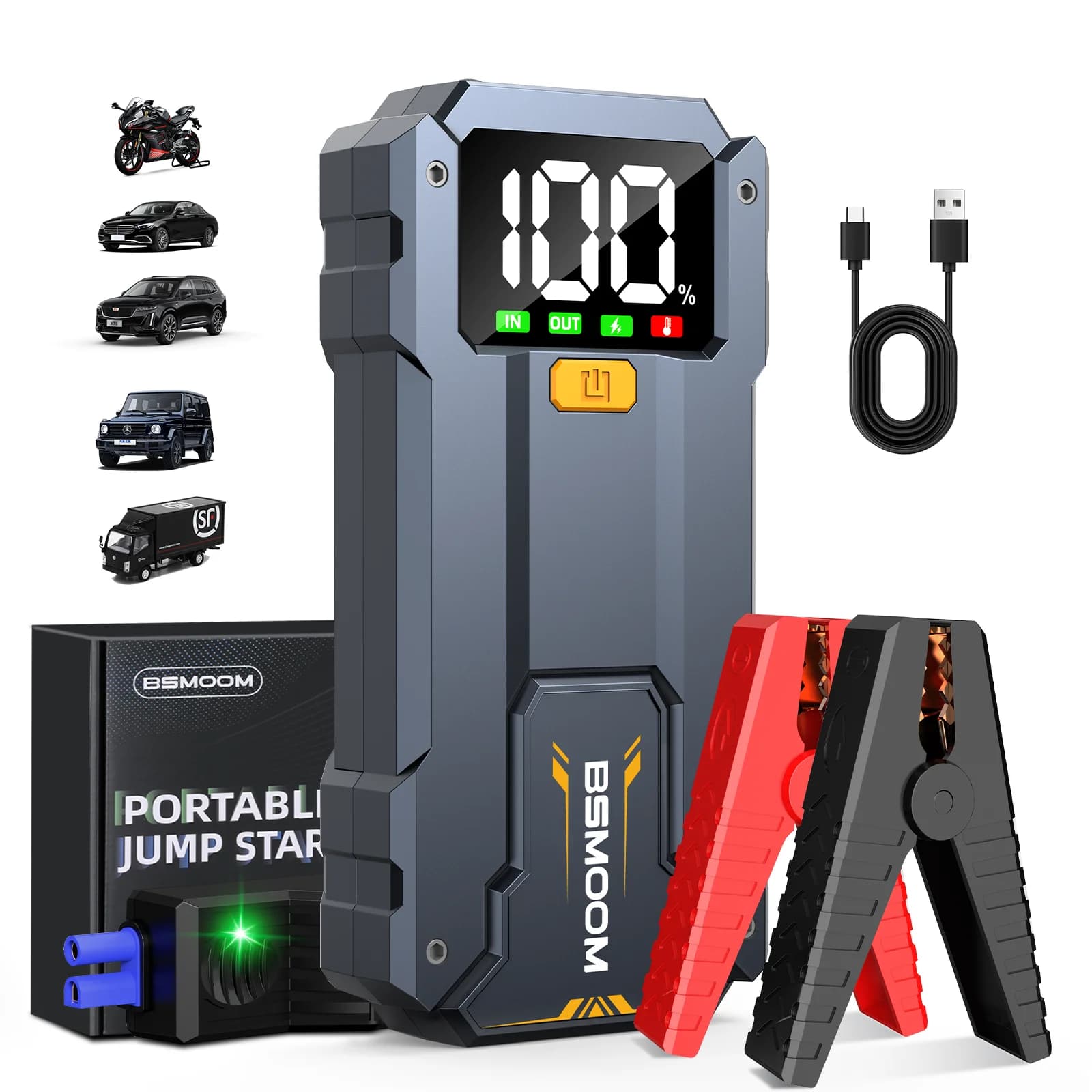 Avviatore di emergenza per auto 10000mAh Power Bank Caricatore booster per auto Dispositivo di avviamento 12V Booster di emergenza per auto Batteria di avviamento al litio