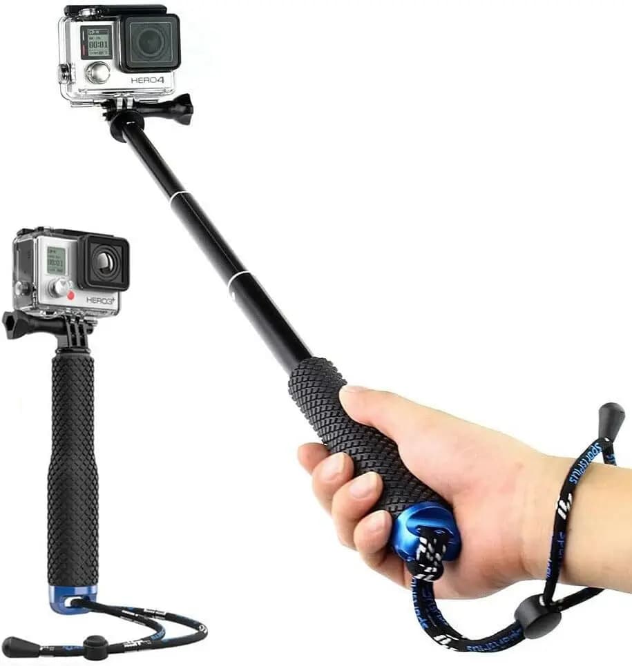 Bastone selfie estensibile per action camera GoPro, monopiede in alluminio da 7-19 pollici con impugnatura antiscivolo