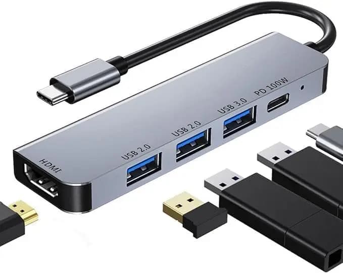 Hub USB C 5 in 1 da 10 pezzi per MacBook/iPad/XPS 4K per HDMI OTG e interfaccia USB 3.0 PD da 100 W Disponibile