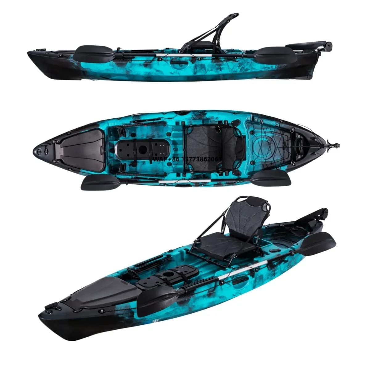 CE Certificated Single Seat Fishing Kayak Stable Flexible Sit on Top Plastic Boat with Paddle Kayaks for Sales
