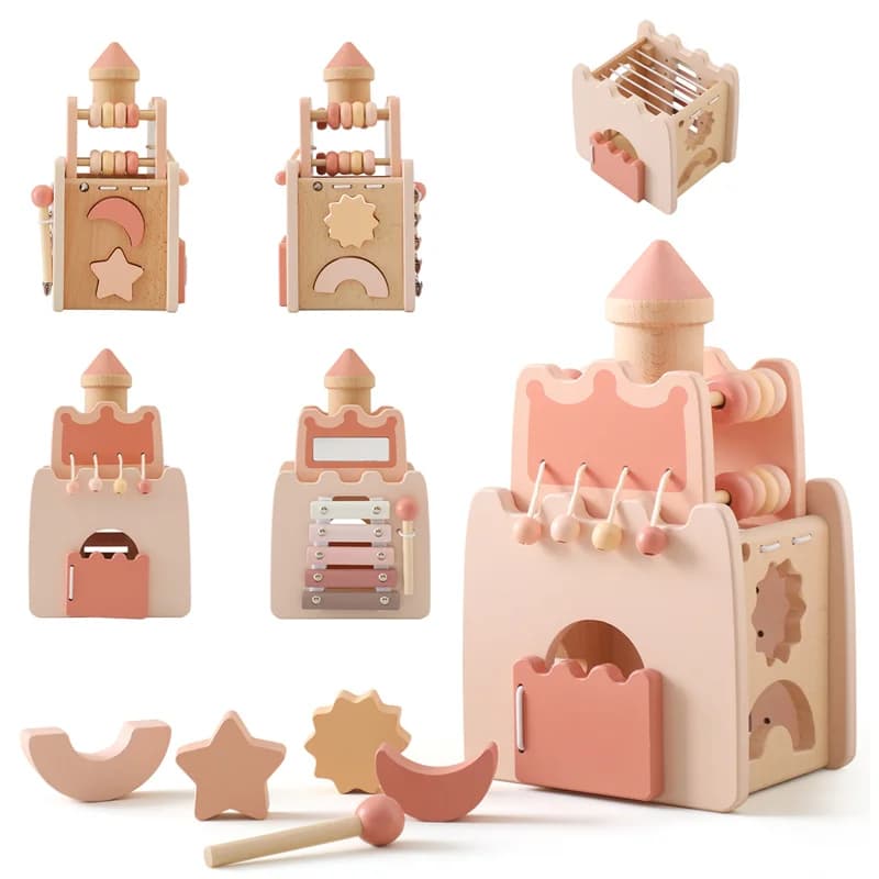 Giocattoli Montessori in legno per bambini blocchi di razzo costruzione impilabile gioco di Puzzle giocattoli per la prima educazione in legno per uso alimentare per bambini regalo per bambini