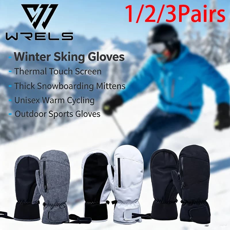1/2/3Pairs Winter Skiing Gloves Thermal Touch Screen Thick Snowboarding Mittens Unisex Warm Cycling Outdoor Sports Gloves