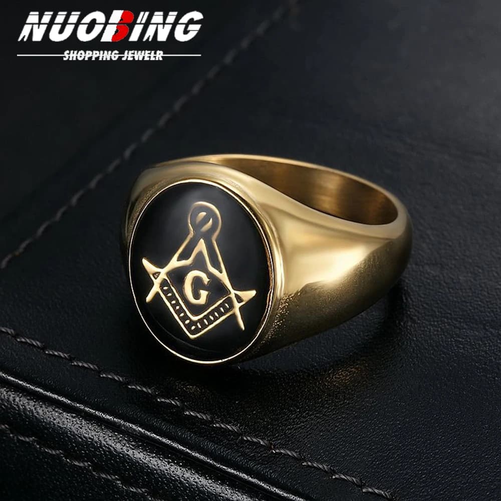 Anello massonico da uomo vintage in acciaio inossidabile 316L con rotondità Anello massonico da uomo Hip Hop Gioielli di moda Biker Club Regalo per feste