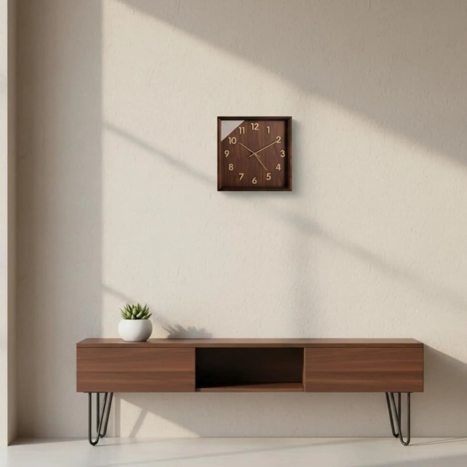 Square Wooden Timepiece Minimalist Design Noiseless Wall Timepiece Home Decor Easy-Mount Installation Easy to Hang