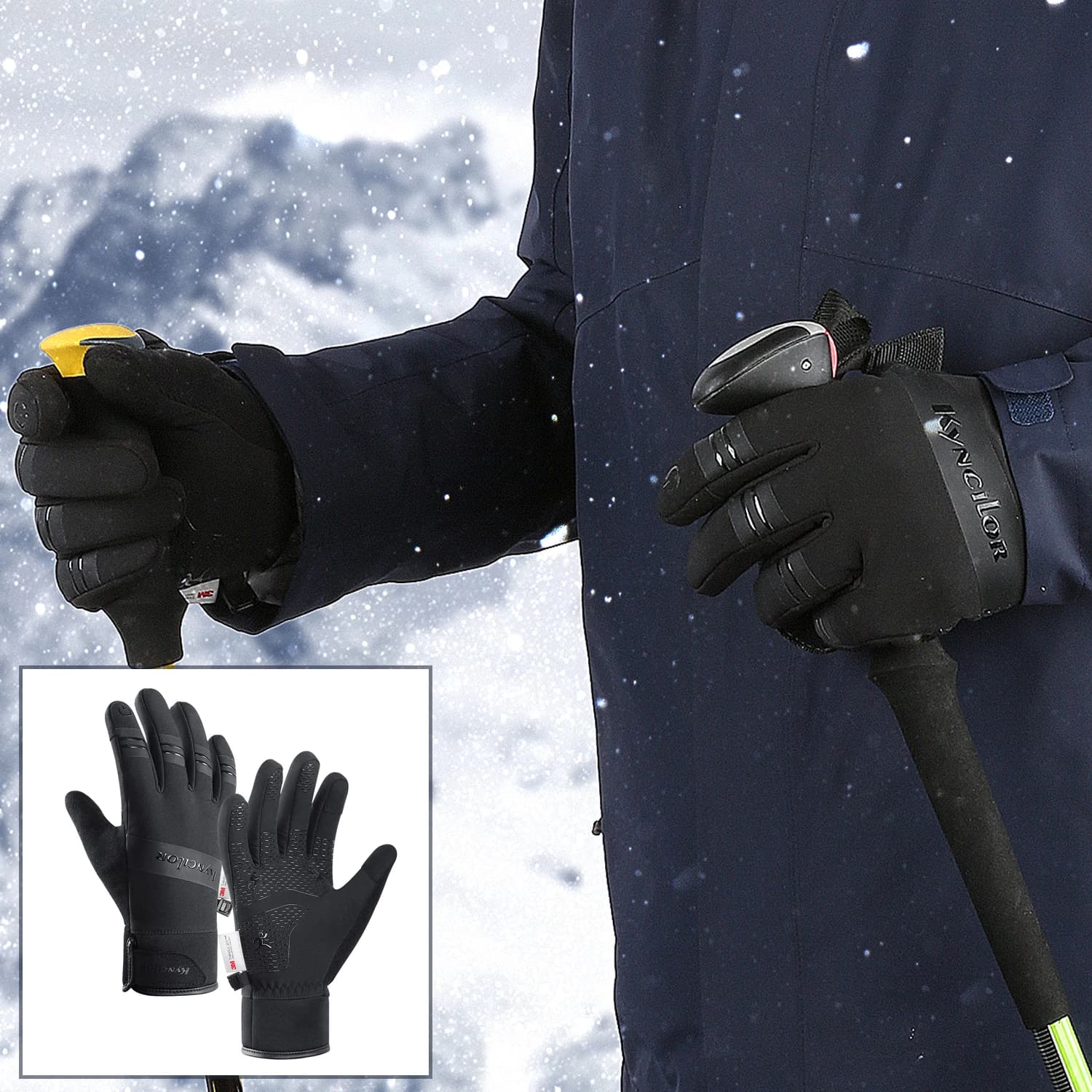 Guanti invernali Touch Guanti da moto impermeabili freddi Guanti da sci da corsa in pile termico caldo per sport all'aria aperta maschile