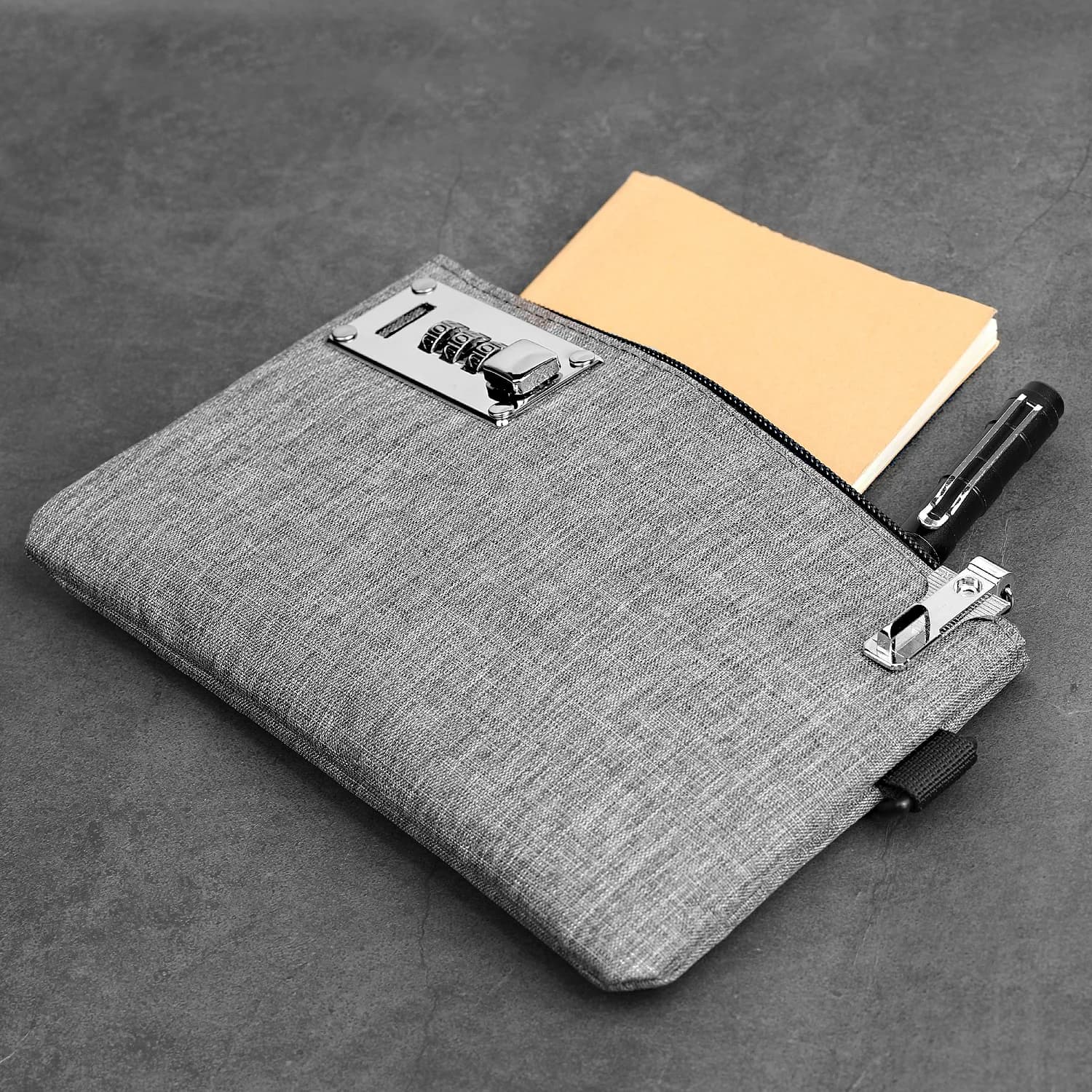 Borsa Portamonete con Chiusura a Lucchetto per Contanti, Passaporti e Carte di Credito, Portafoglio da Uomo con Tasca Porta Carte e Chiusura di Sicurezza