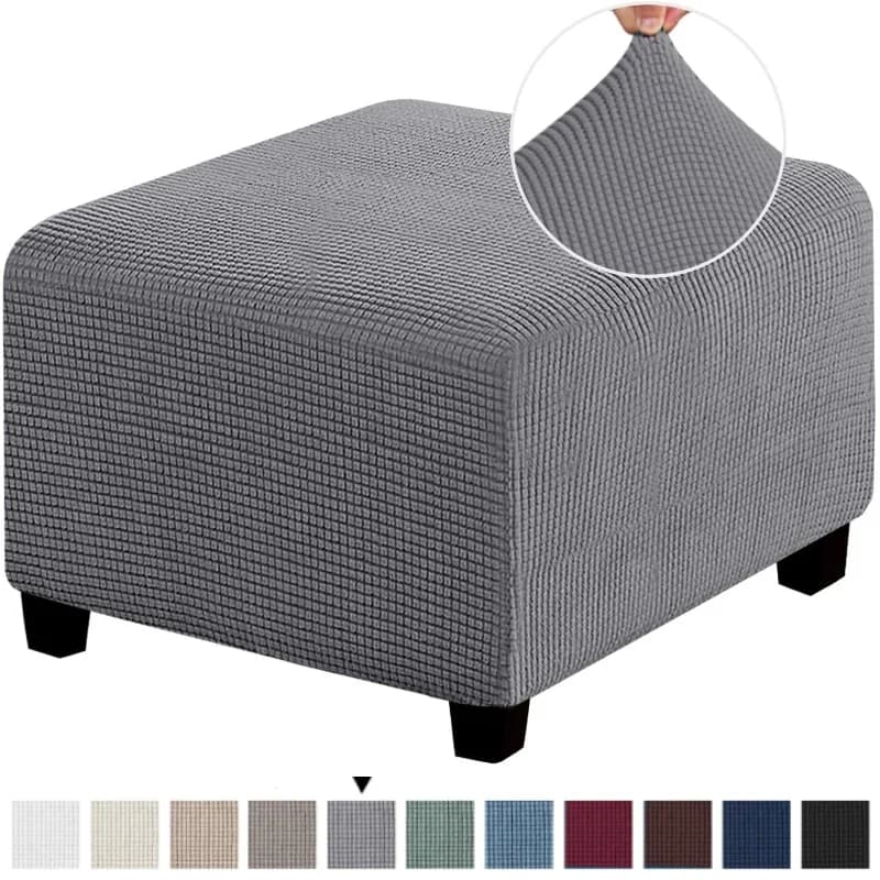Fodera protettiva per mobili pieghevole per sgabello portaoggetti pieghevole per poggiapiedi elasticizzato personalizzato durevole jacquard quadrato di 3 dimensioni