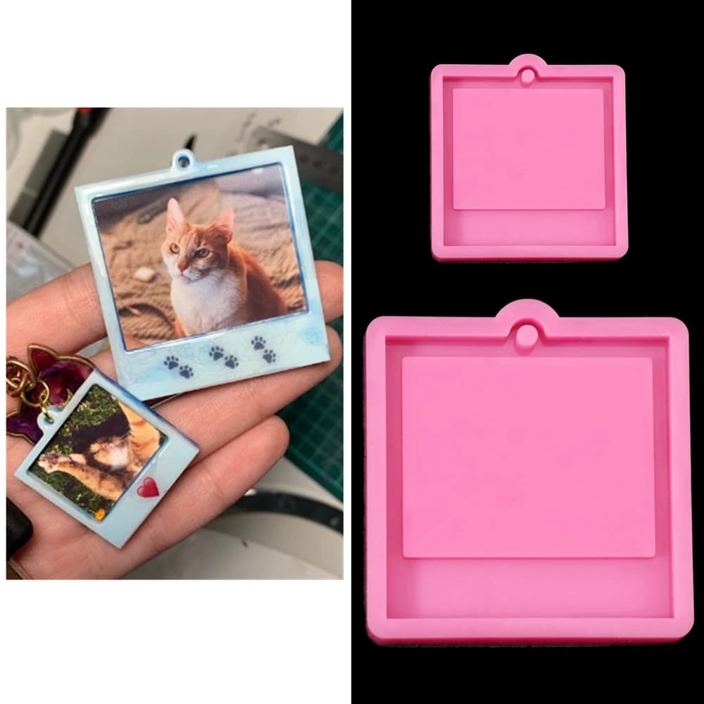 Cornice per foto portachiavi in resina epossidica stampo per medaglietta per cani e gatti ciondolo stampo in Silicone per artigianato di colata fai da te accessori per la creazione di gioielli