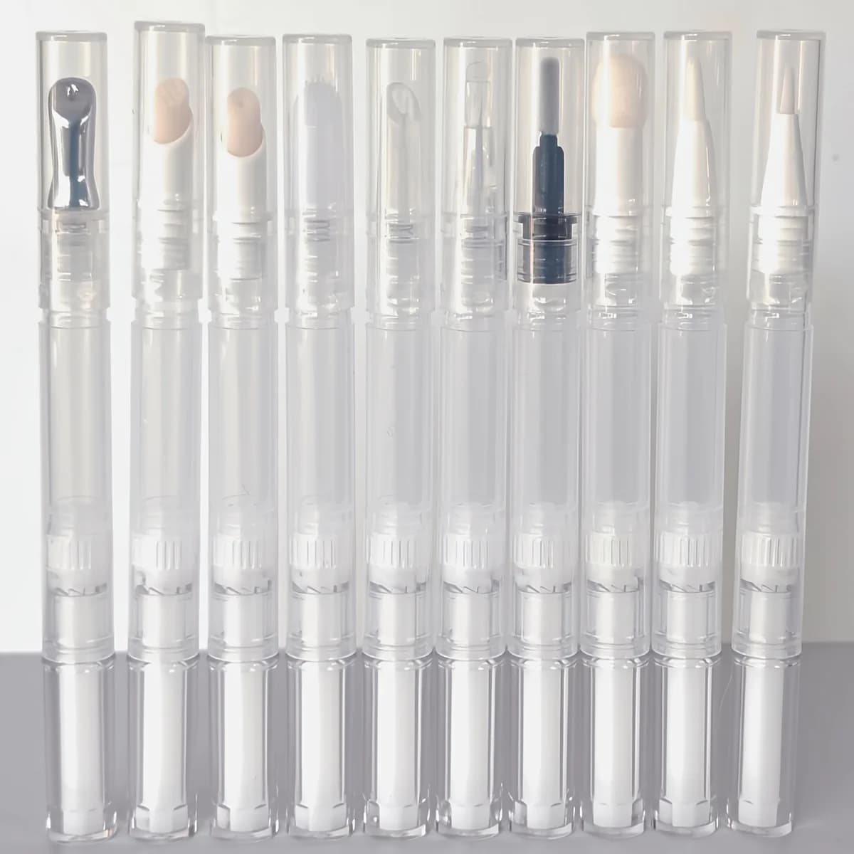 Penna twist trasparente per kit contenitore cosmetico ricaricabile, penna vuota per smalto con testina, tubo fluido per la crescita del mascara, c