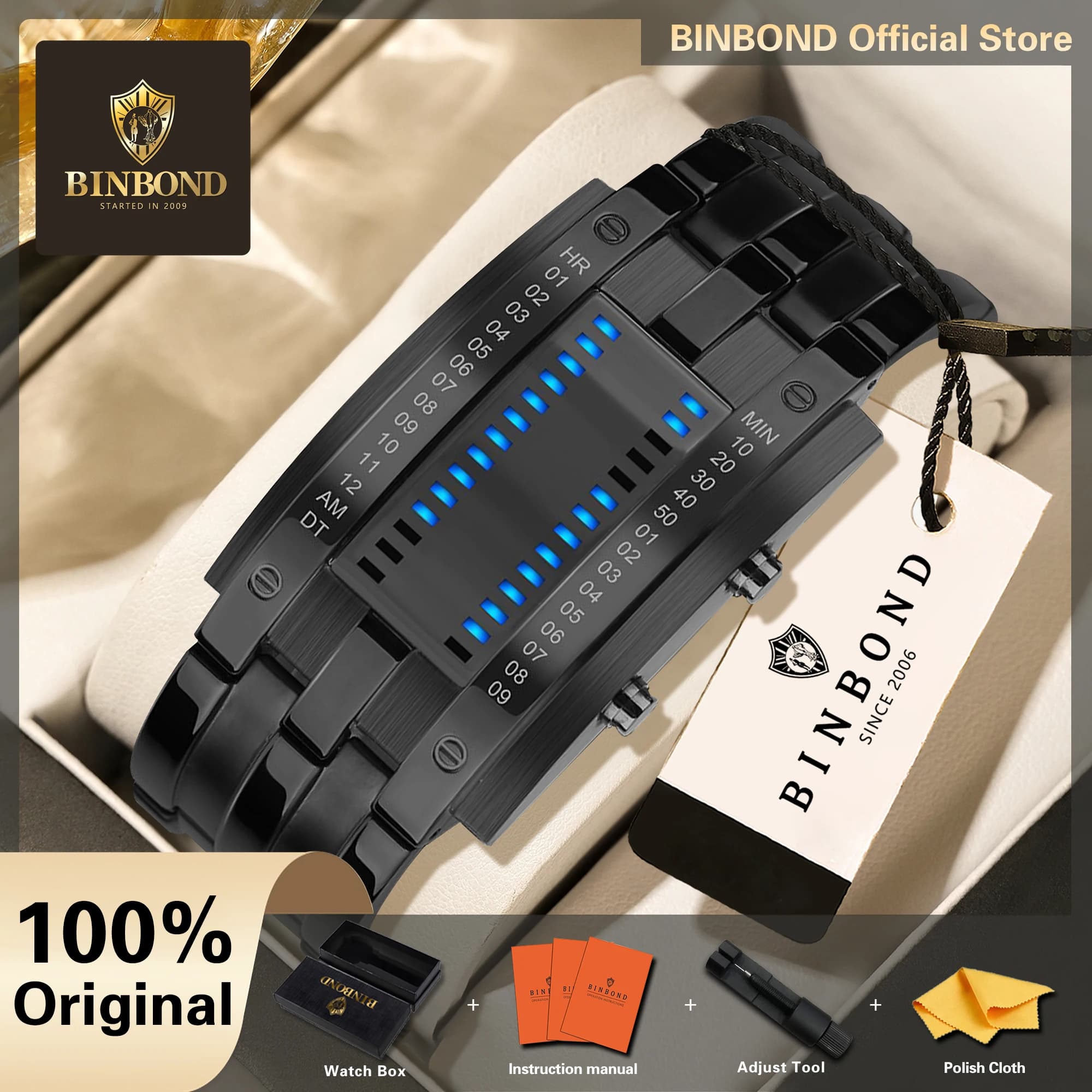 BINBOND Luxury Wristwatches For Couples Luminous Waterproof Couple's Watch Relojes De Pareja Regalos Originales +Gift Box