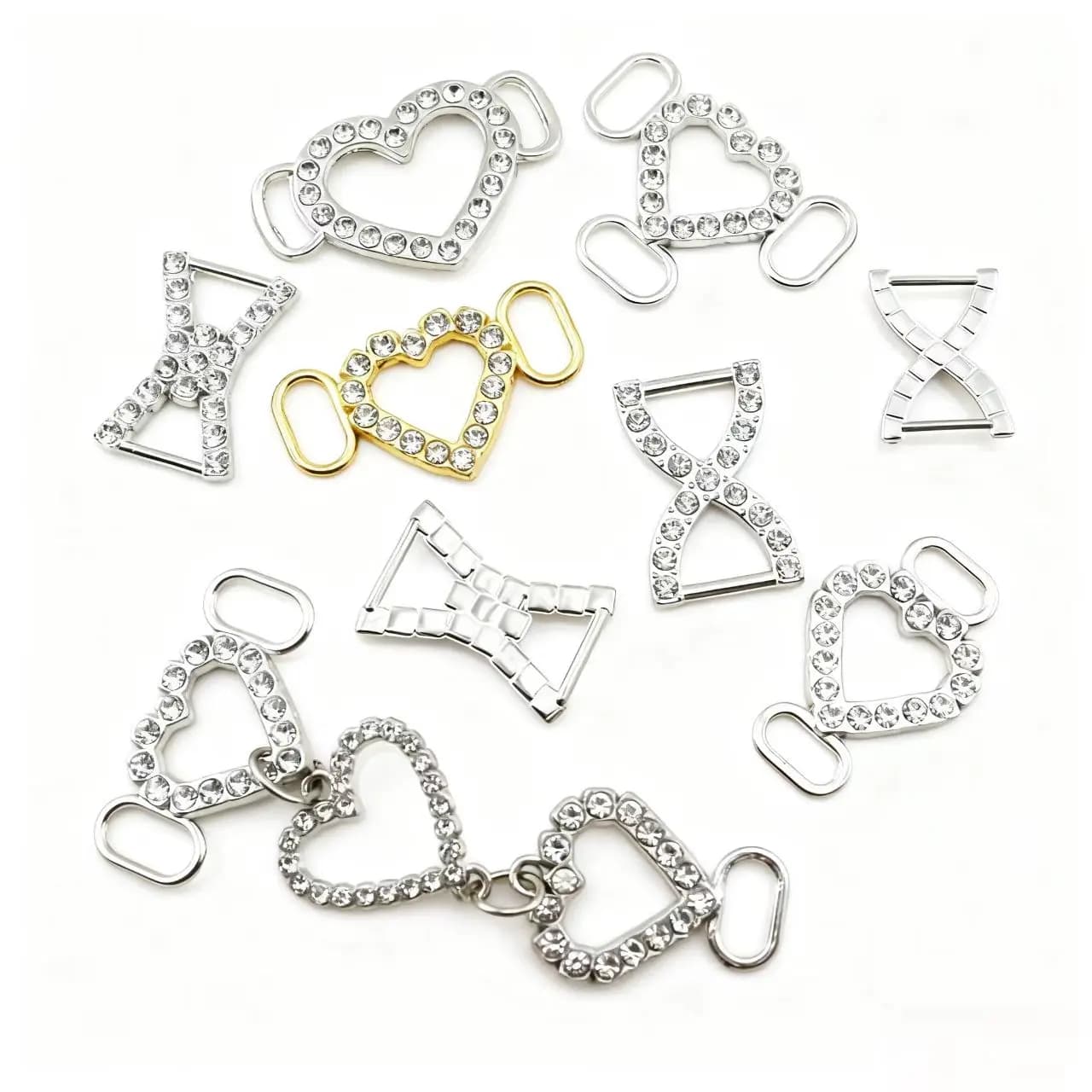 10 fibbie per bikini con strass in lega, accessori per cucire fai da te per borse per abbigliamento, decorazioni per invito a nozze, forniture artigianali