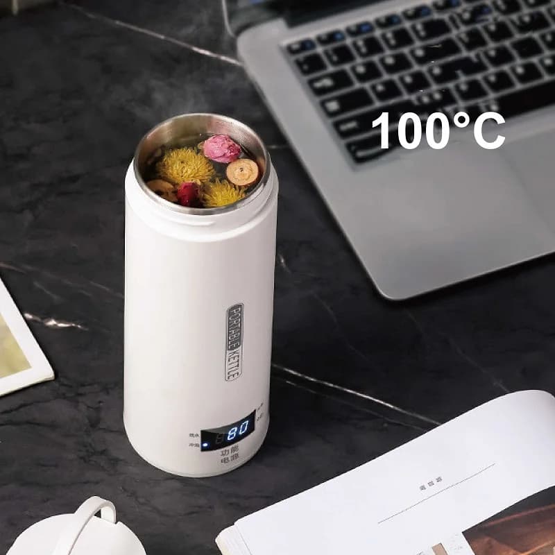 300W Electric Kettle 500ml Portable Temperature Adjustable Electric Water Heater Cup with Thermal Insulation for Office/Travel