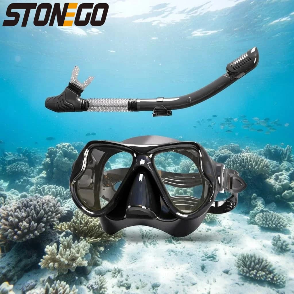 Set Underwater Mask and Adult Mouthpieces, Soft Silicone Nuote Eyelets with Large Montature for Men and Women, Snorkeling Equipment