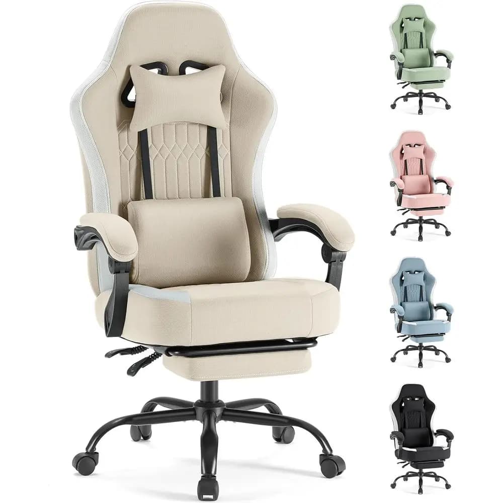 Sedia da Gaming per Computer - Sedia da Ufficio Ergonomica con Schienale Alto, Poggiapiedi e Supporto Lombare, Sedia da Lavoro Regolabile in Altezza con Meccanismo Linkage