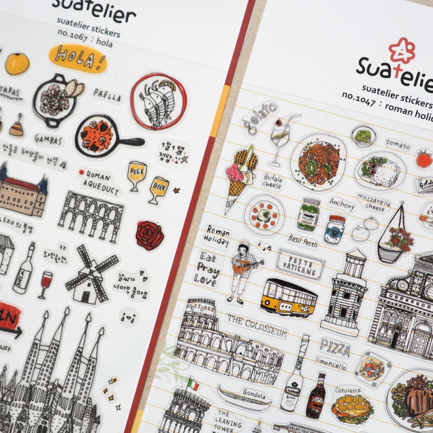 Importazione coreana Suatelier Viaggi europei Città Seoul Adesivi Scrapbooking Fai da te Ufficiale Dairy Cute Decor Adesivo di cancelleria