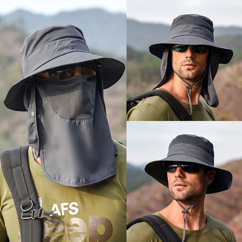 Quick Dry Breathable Fisherman Hat With Face Mask Unisex Summer Outdoor Fishing Full Sun Protection Hat