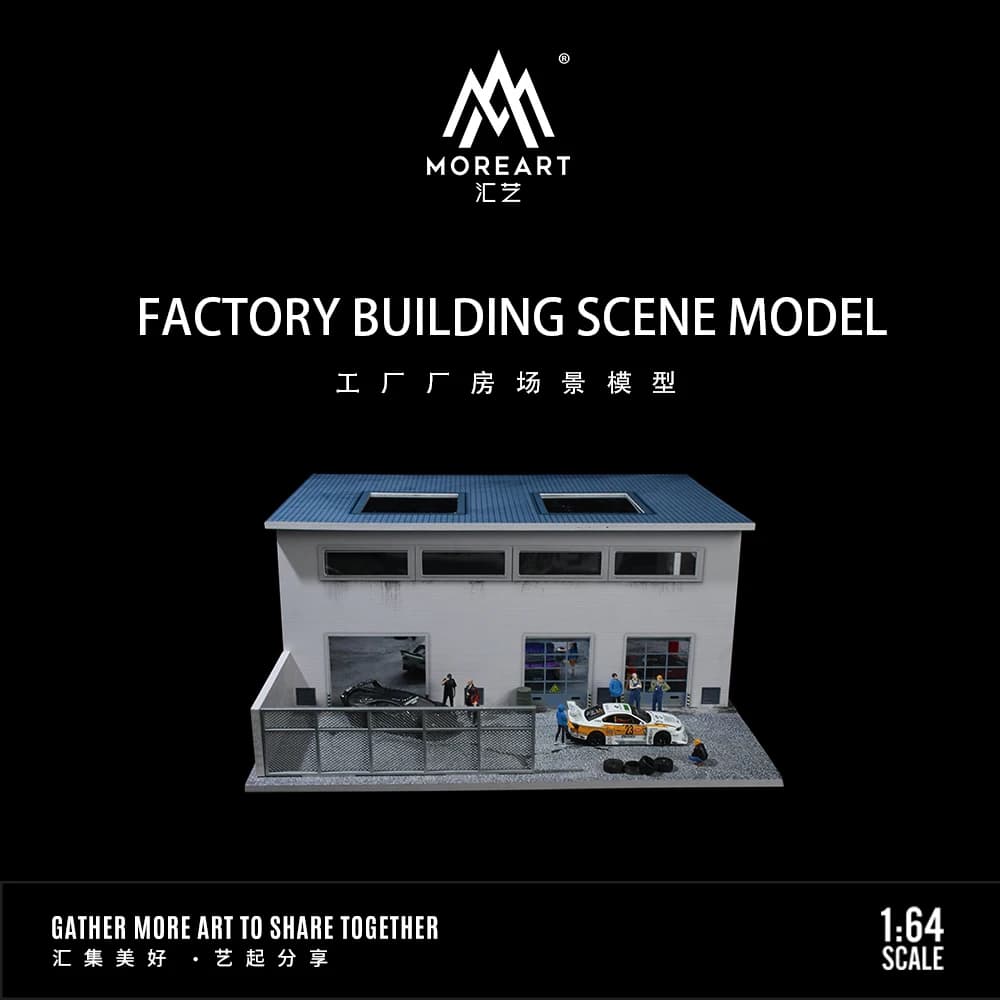 MoreArt 1:64 Modello di scena in versione di illuminazione per edifici di fabbrica per esposizione, collezione e regalo