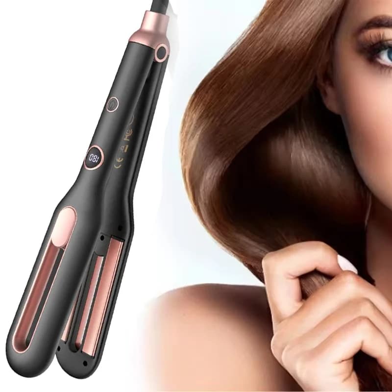 Dispositivo professionale per lisciare i capelli in ceramica per donne, con display LED, regolazione multi-temperatura e funzioni di sicurezza
