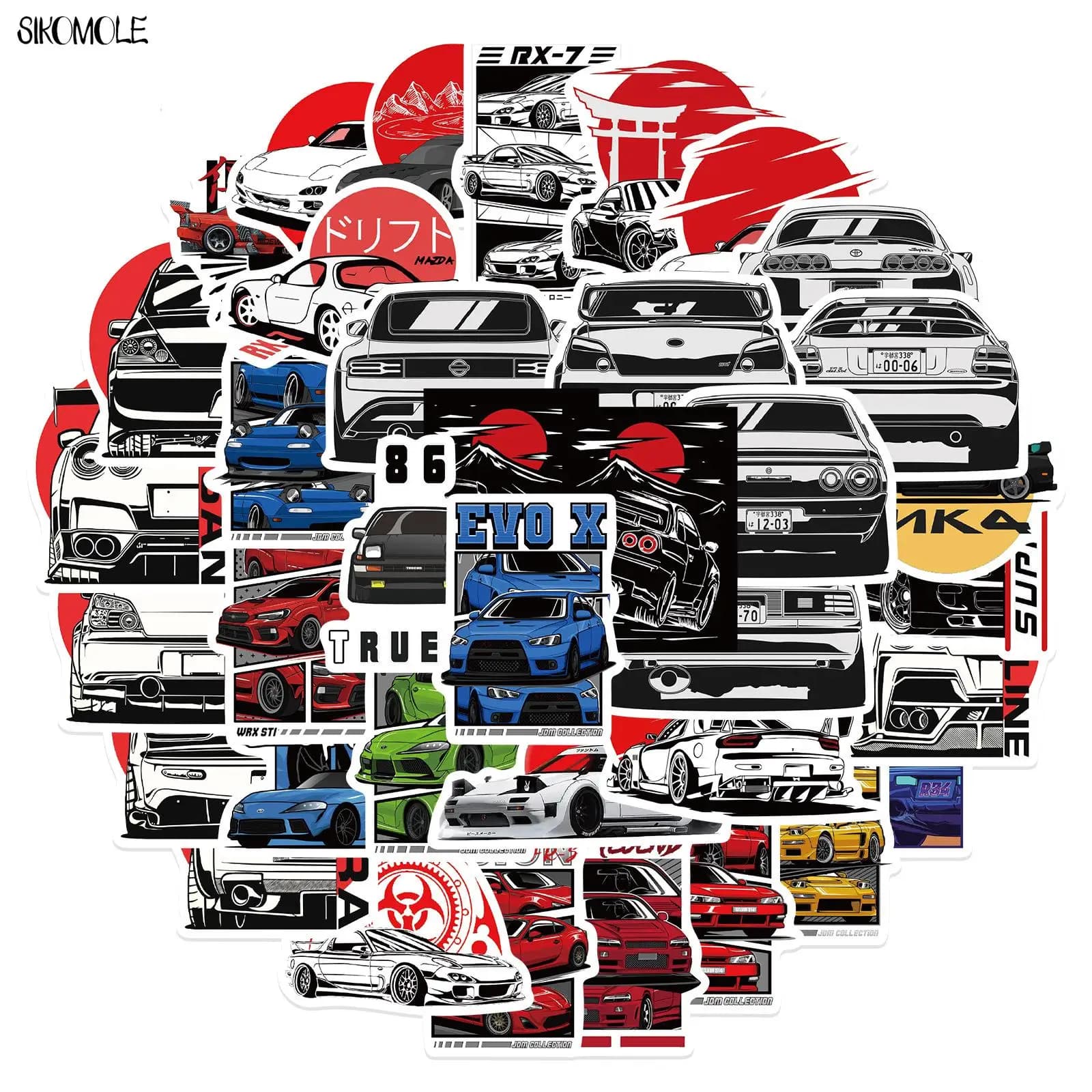 10/30/50PCS JDM Giappone Retrofit Auto Da Corsa Adesivi FAI DA TE Giocattoli Bagagli di Skateboard Diario Decalcomanie Del Computer Portatile Pegatinas Graffiti adesivo F5
