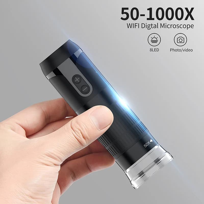 Lente d'ingrandimento per microscopio digitale Wifi 50-1000X 1080P Microscopio per saldatura Riparazione di telefoni cellulari Bambini Studente Pelle Monete Ispezione