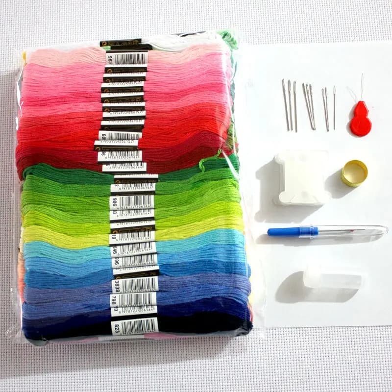 Kit di Ricamo a Punto Croce con 447 Colori - Set Completo per Principianti con Telaio, Tessuto Aida, Aghi, Forbici