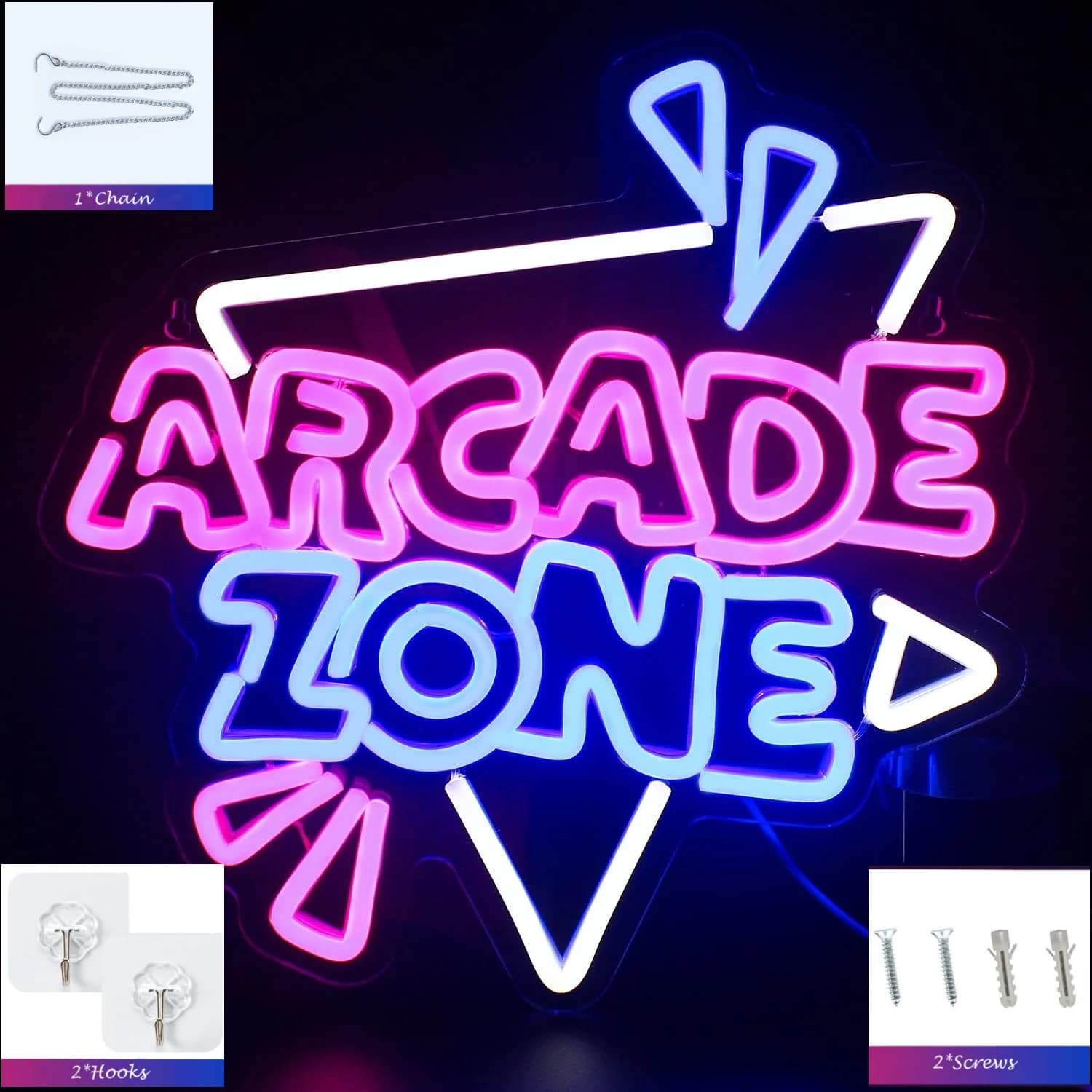 Insegna al Neon Arcade Zone, Luce LED al Neon Dimmerabile USB per Sala Giochi Retrò, Bar, Caffè, Feste, Decorazioni per Eventi, Regali di Compleanno per Adolescenti