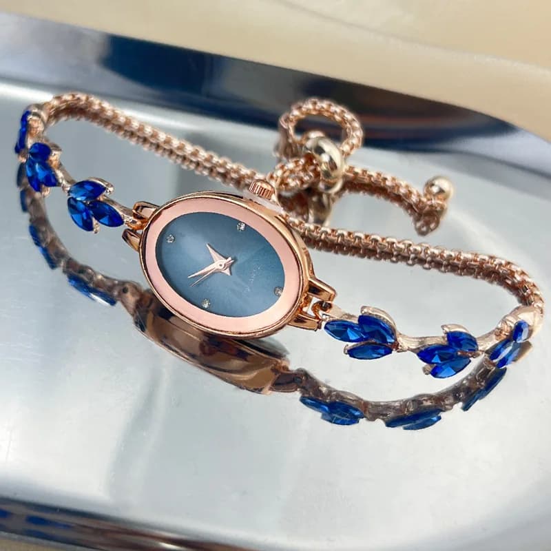 New Elegant Women's Watch With Rhinestone Inlaid For Wheat Ear Watches Women's Fashion Oval Quartz Wrist Watch Reloj