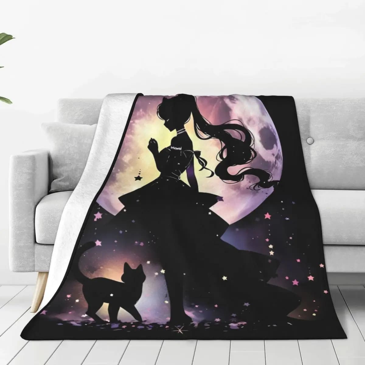 S-Sailor M-Moon Anime Kawaii Coperta di flanella Biancheria da letto calda e morbida per divano Sedia Picnic Copriletto grafico Copridivano