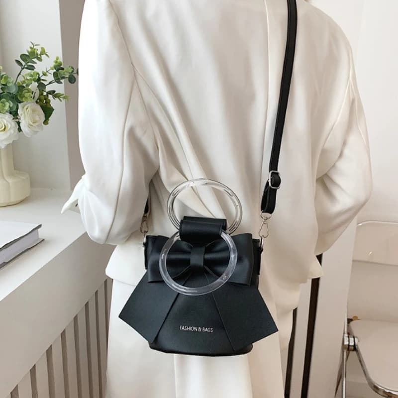 Stylish Women's Bucket Bag with Detachable Strap and Elegant Bow Accent Casual Shoulder Crossbody Bag, Summer Handbag Purse