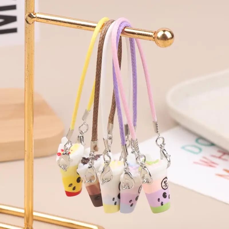 5/10Pcs Kawaii Tiny Doll Pendant Mini Simulated Bubble Tea Cup & Crossbody Bag Dollhouse Scene Ornament Cute Dress Up Accessory