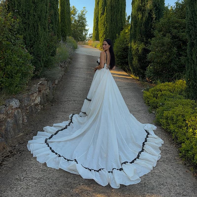 Eightree Vintage A-Line Wedding Dresses Sweetheart Sweep Train Lace Bridal Dress Elegant Wedding Long Ball Prom Gowns Customized