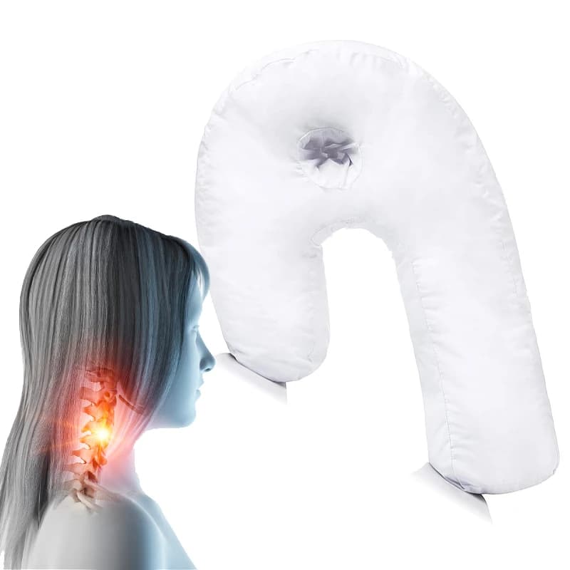 Cuscino sagomato con tasca per le orecchie, ideale per dormire sul lato, sollievo dal dolore al collo, alle spalle e alla schiena, a casa e in viaggio