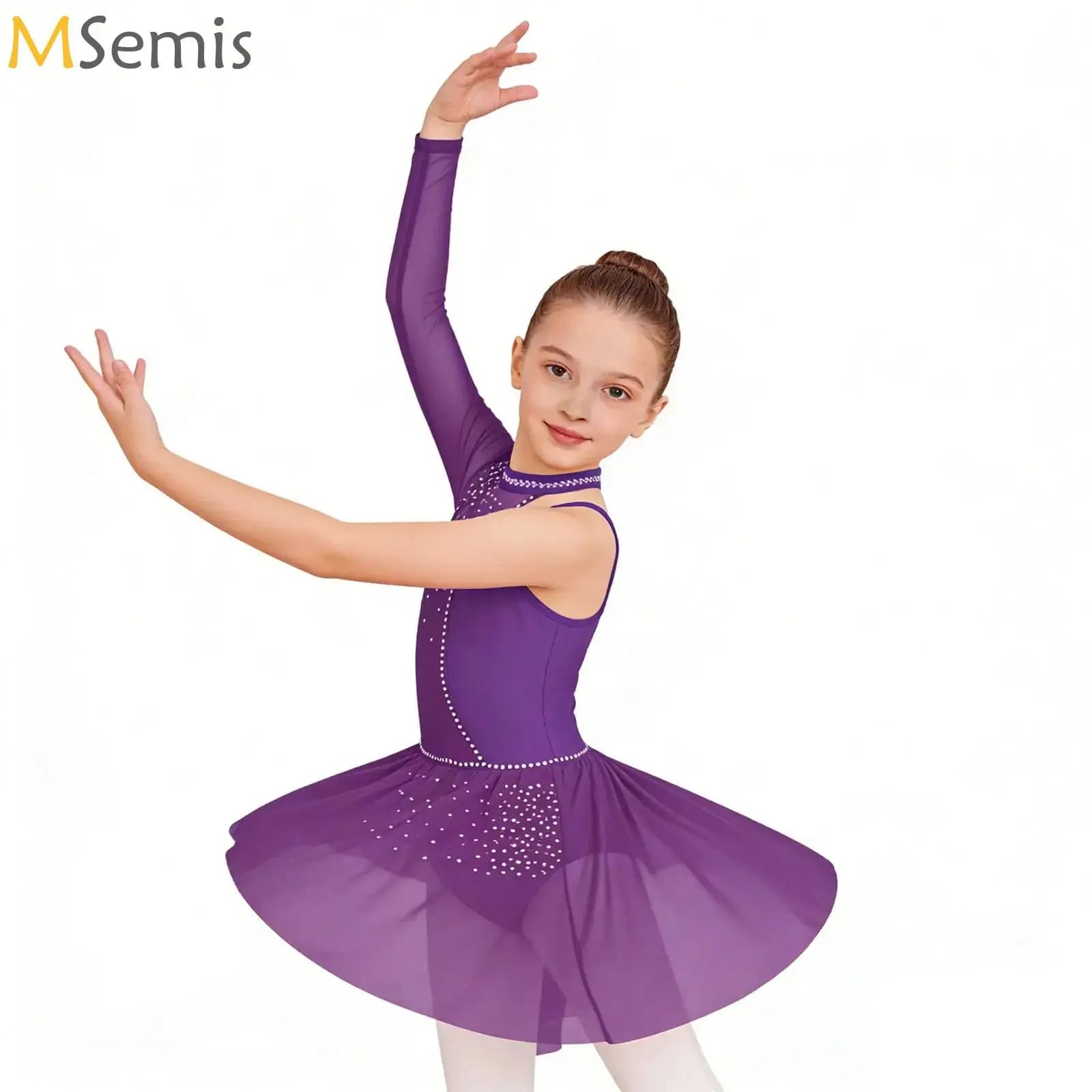 Abito da ballo asimmetrico per bambine, costume da balletto lirico, per esibizioni di danza contemporanea, ginnastica e pattinaggio artistico