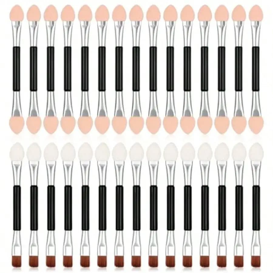 Pennelli monouso per ombretto a doppia testa, 30 pezzi, applicatori per ombretto bifacciali, applicatori per ombretto con punta in spugna morbida, strumento cosmetico professionale per il trucco degli occhi, per donne e ragazze