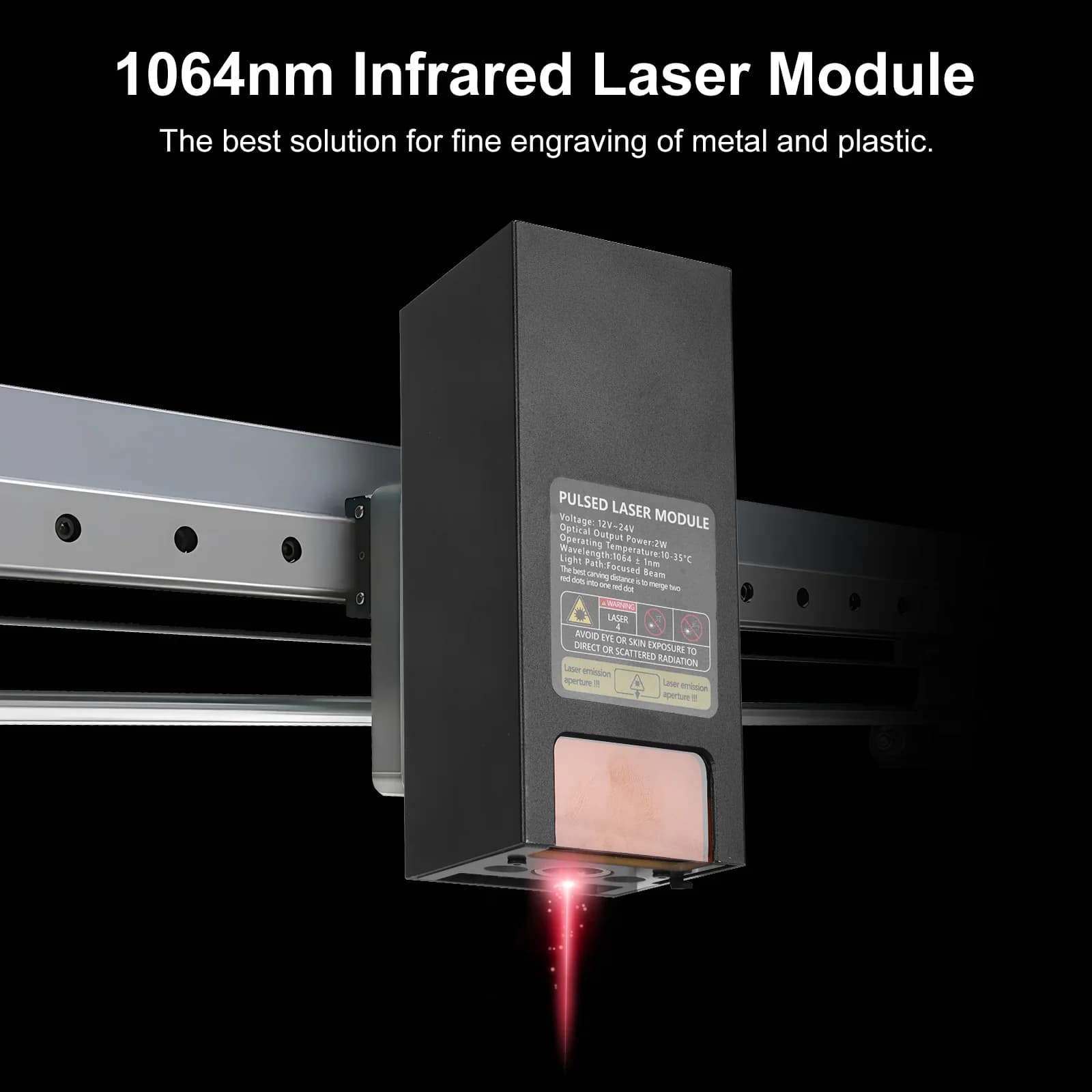 Modulo laser pulsato Testa laser 1064nm A infrarossi 2W Metallo Legno Acrilico Taglio Incisione Laser 0,03 mm Laser per incisione a punti