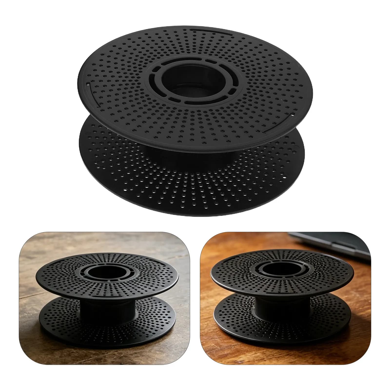 2 Pezzi Bobine Staccabili Nere in ABS per Filamento, Riutilizzabili, Vuote, per Organizzazione Filamenti Stampante 3D PLA PETG TPU ABS
