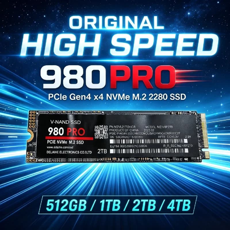 New 980Pro M.2 NVMe PCIe 4.0 NGFF Internal SSD High Performance 7450MB/s Fast Storage for Desktop Notebook Workstation