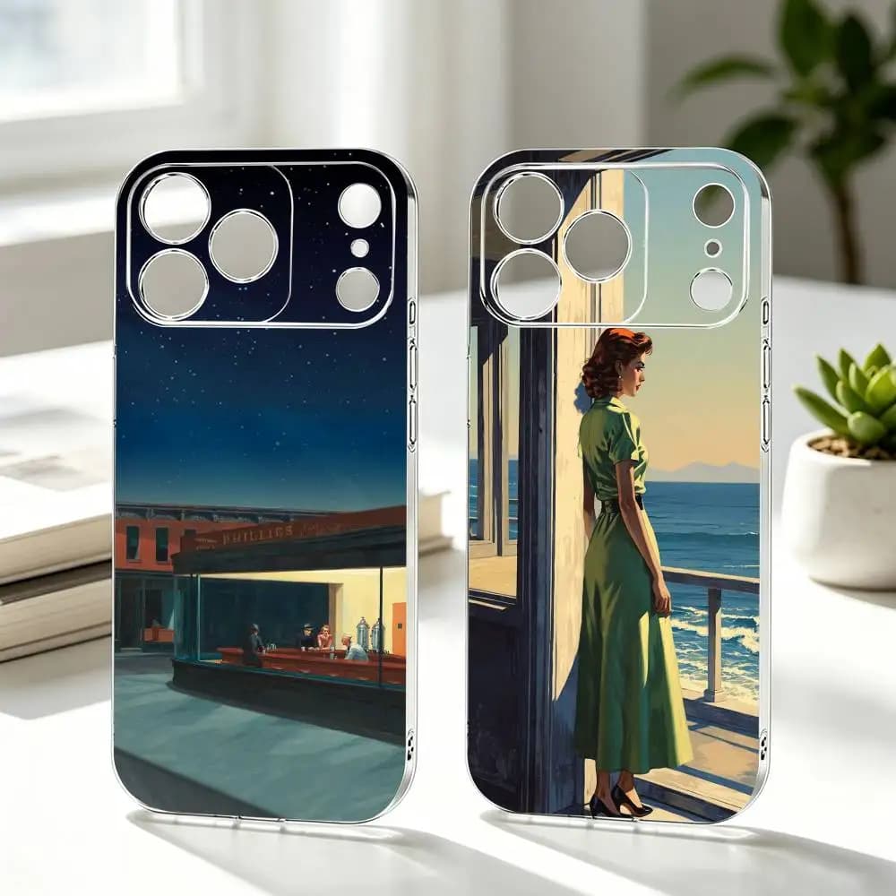 Cover Trasparente E-edward H-hopper Art per iPhone 17 16 15 14 13 12 11 Mini Pro Max Plus