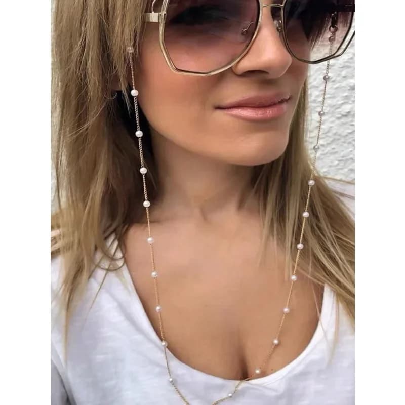 Elegante catenella per occhiali in metallo da donna, cordino antiscivolo per il collo, accessori per occhiali con cordino per mascherina da donna.