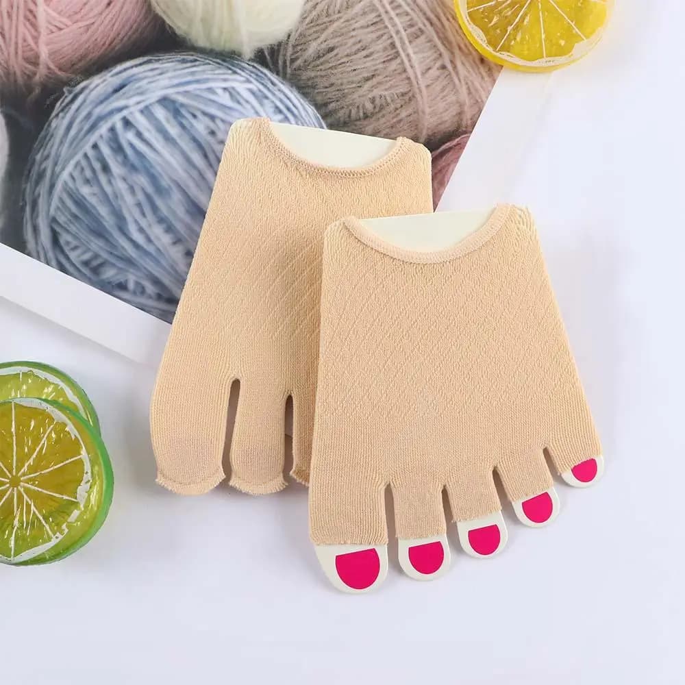 Calzini Invisibili Sottili da Donna Antiscivolo in Rete con Punta Aperta, Mezze Calze in Cotone