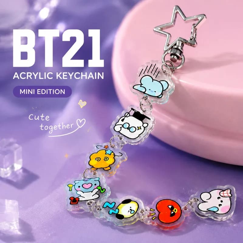 Portachiavi BT21 Cooky RJ Mang Chimmy Tata, Accessori Creativi a Forma di Cartone Animato, Ciondolo per Zaino