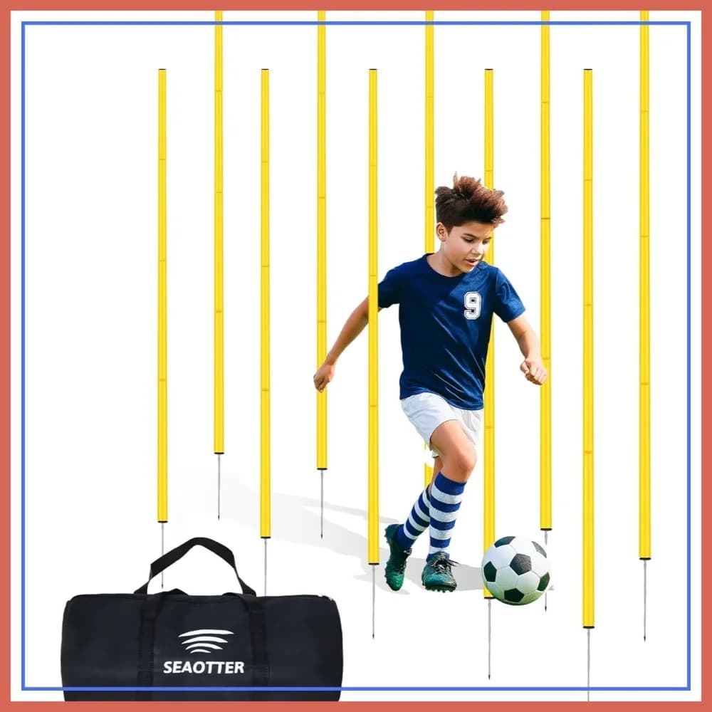 Set da 6/10/20 Pali Regolabili per Allenamento di Agilità, Bastoni da 1,8 m Staccabili per Calcio, Football, Rugby e Addestramento Equino