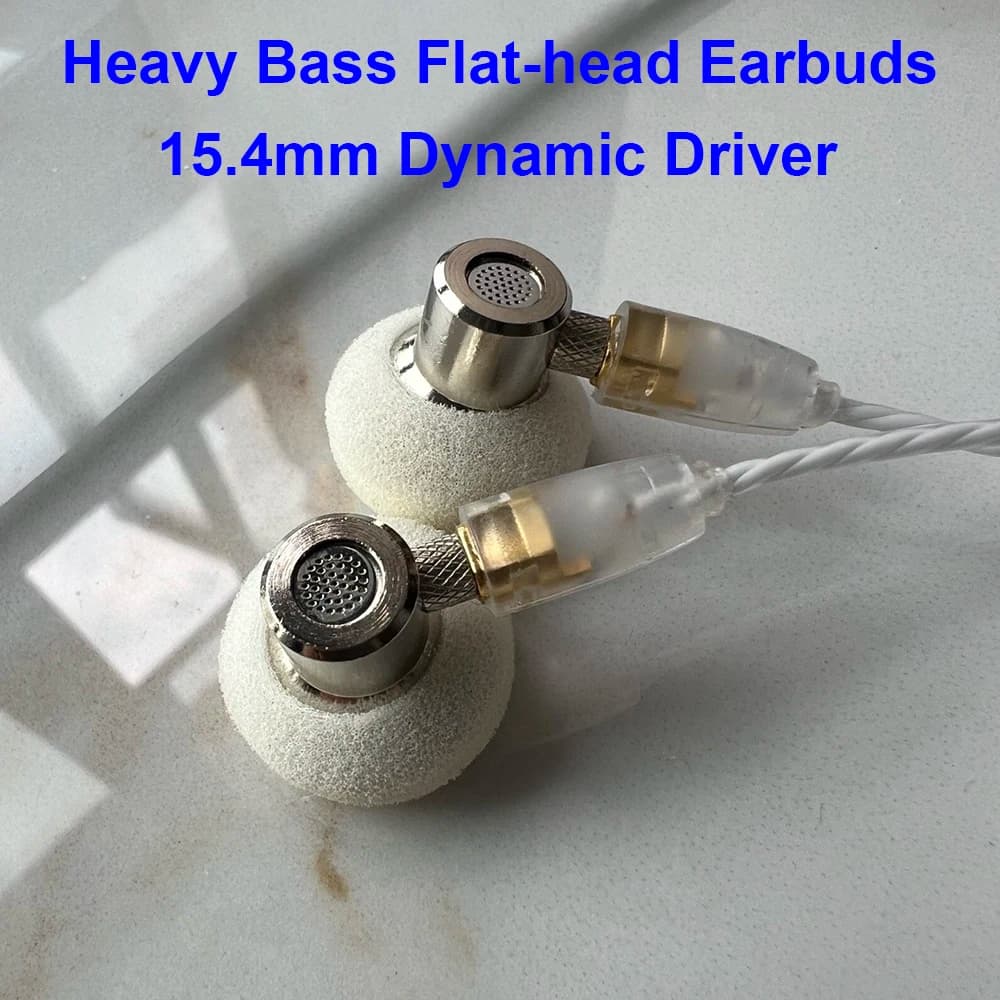 Auricolari a testa piatta Cuffie MMCX Auricolari HiFi IEM cablati Cuffie piatte con driver dinamico da 15,4 mm per cuffie per musicisti audiofili