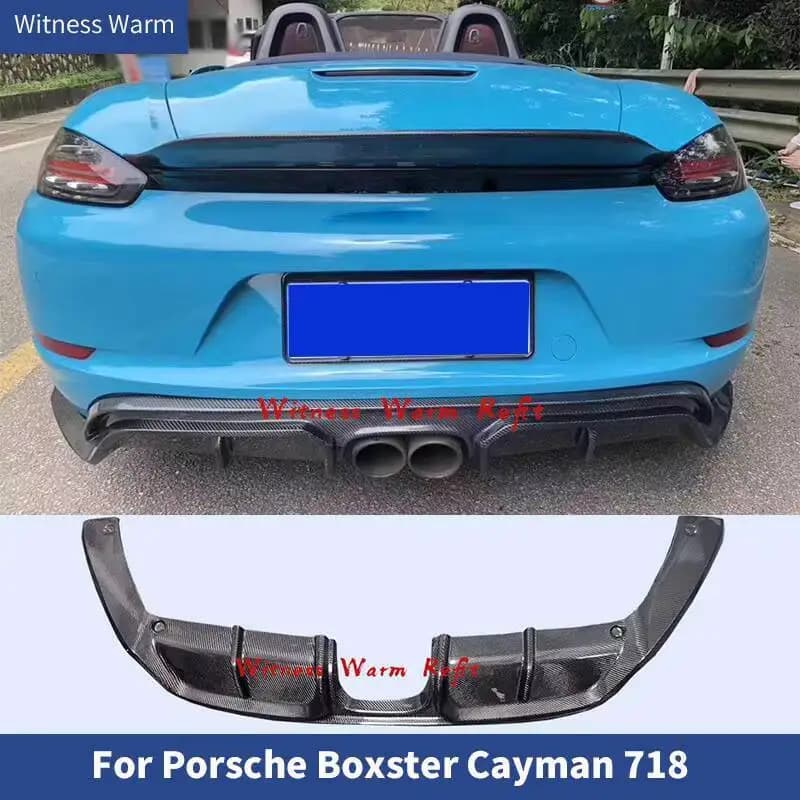 For Porsche 718 Cayman Boxster 2016 2017 2018 Rear Bumper Lip Diffuser Spoiler Apron Splitters Carbon Fiber Protector