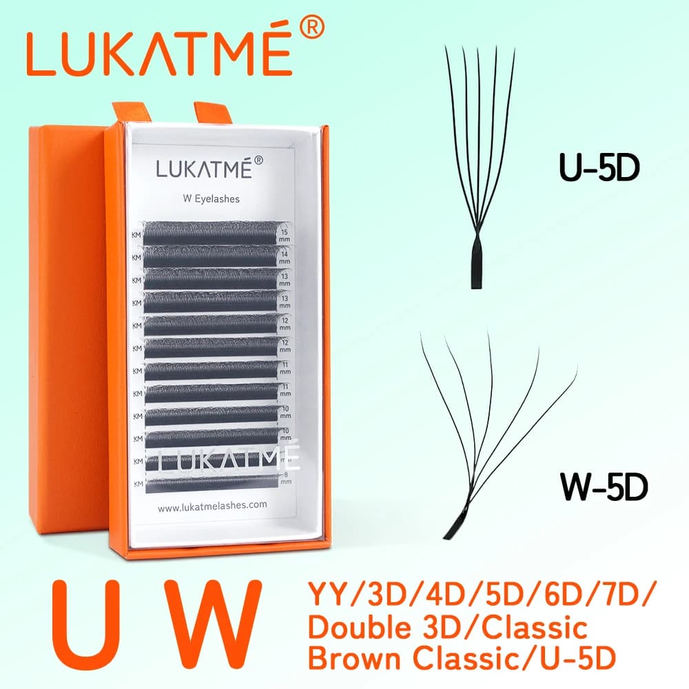 LUKATME W 3D 4D 5D 6D 7D Extension Fans YY Lashes Premade Eyelashes for Beginners, Easy to Apply, U-shaped Fined Eyelashes