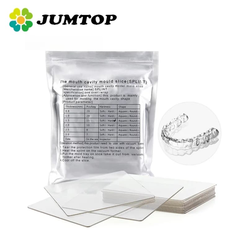 JUMTOP Foglio per formatura sottovuoto dentale Fetta di fermo per stecca quadrata Morbido e duro 1,0/1,5/2,0 mm Materiale per termoformatura