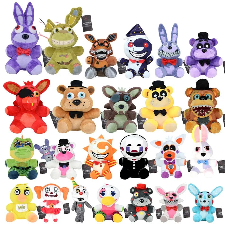 Nuovo Cinque Night At Freddy Fnaf Simpatici giocattoli di peluche Bambola Bonnie Bear Foxy Cartoon Bambole di pezza Freddy Giocattoli per bambini Ventole Regali